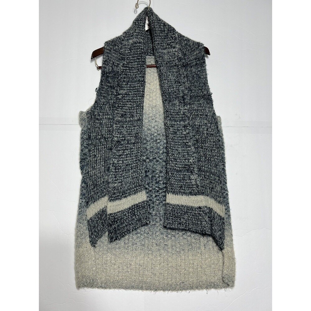 Long Sweater Vest Women's One Size Blue Ombre Open Front Cardigan